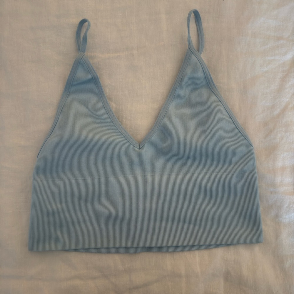 Sunday Best Light Blue Ribbed Top